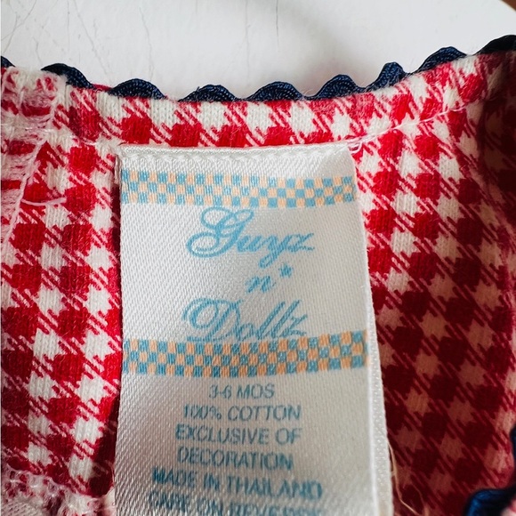Red Gingham Baby Romper USA Fourth of July 3-6 months - Picture 4 of 9